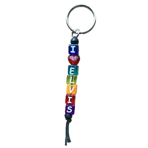 [E8968] Elvis Keychain - Block Dice Small