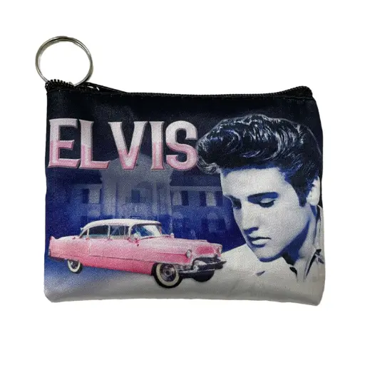 [E8996] Elvis Key Chain/Coin Purse - Pink Caddy