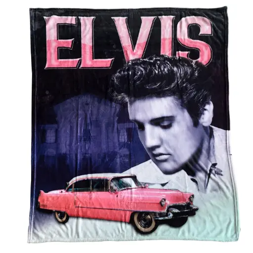 [E8999] Elvis Throw Blanket - Pink Caddy