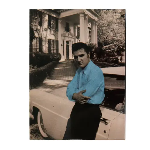 [E9017] Elvis Magnet - Blue Shirt With Car