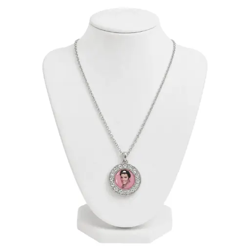 [E9090] Elvis Necklace - Pink With Stones