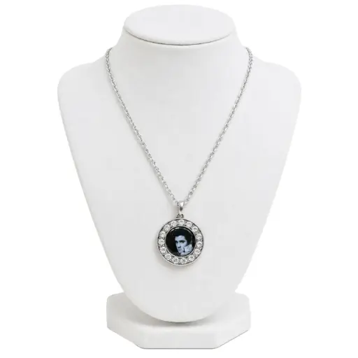 [E9091] Elvis Necklace - Blk & Wht With Stones