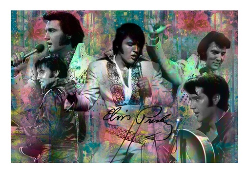 [EMSP2125] Elvis Postcard - Colorful Collage - Pack of 50