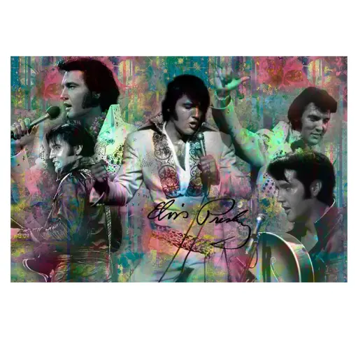 [EMSP2125] Elvis Postcard - Colorful Collage - Pack of 50