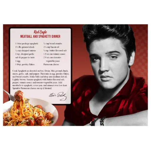 [EMSP9000] Elvis Postcards - Recipe Meatball and Spaghetti Dinner - Pack of 50