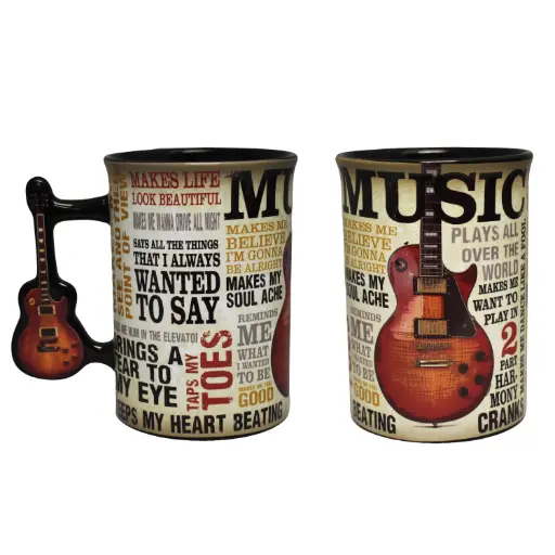 [G5147] Mug - Music Is Passion Guitar Handle