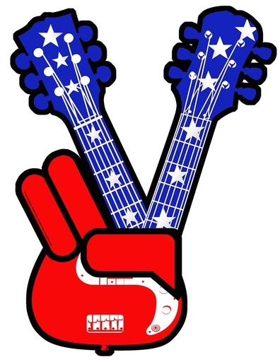 [G5155] Metal Signs - Music Peace Guitar - 4pc Set