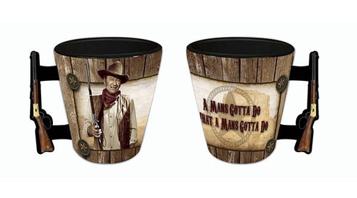 [JW5261] John Wayne Shot Glass - Rifle Handle Man's Gotta