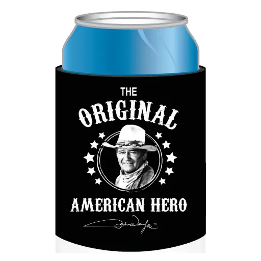 [JW5685] John Wayne Huggie/Koozie - Blk & Wht