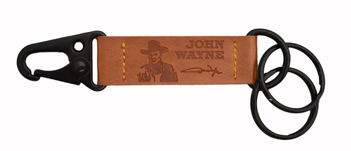 [JW6259] John Wayne Leather Keychain - Belt Clip