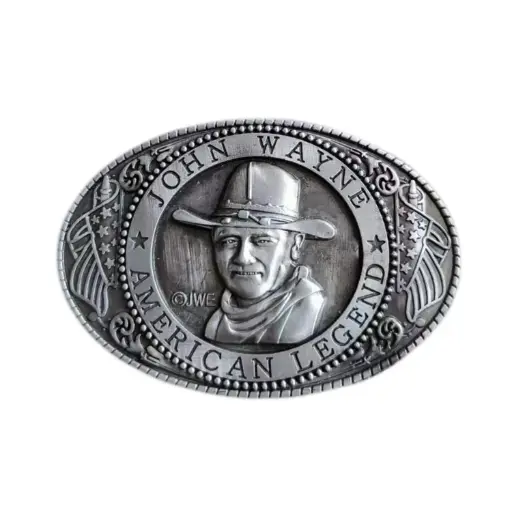[JW6674] John Wayne Belt Buckle - Pewter