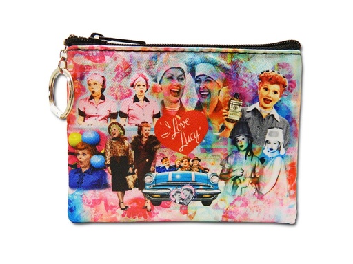 [L5622] Lucy Key Chain/Coin Purse - Colorful Collage