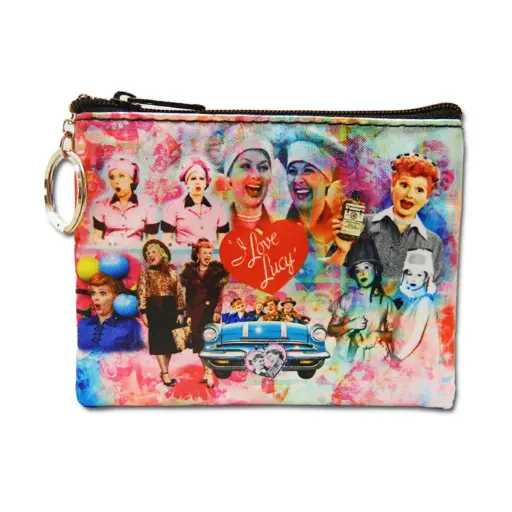 [L5622] Lucy Key Chain/Coin Purse - Colorful Collage