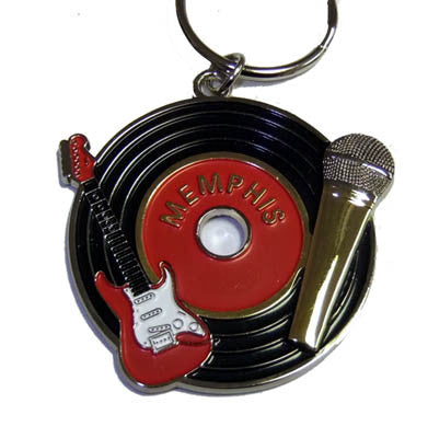 [M4578] Memphis Keychain - Record w/Mic & Gtr