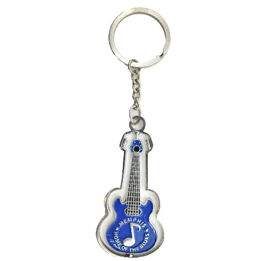 [M5435] Memphis Keychain - Guitar Spinner Blue