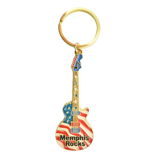 [M5496] Memphis Keychain - Guitar Flag Rocks