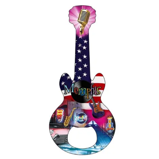 [M5637] Memphis Bottle Opener & Magnet - Collage w/ Flag