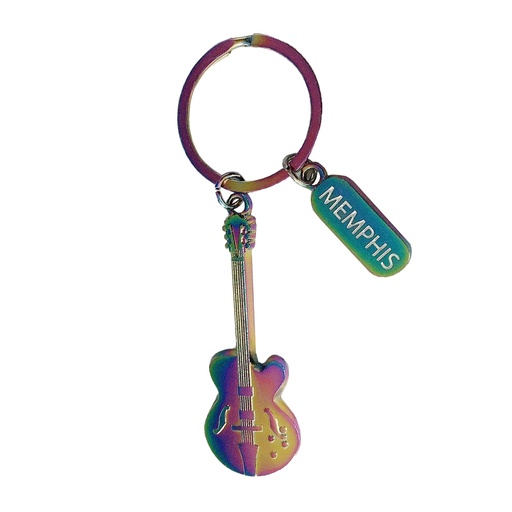 [M6290] Memphis Keychain - Guitar Rainbow w/ Charm