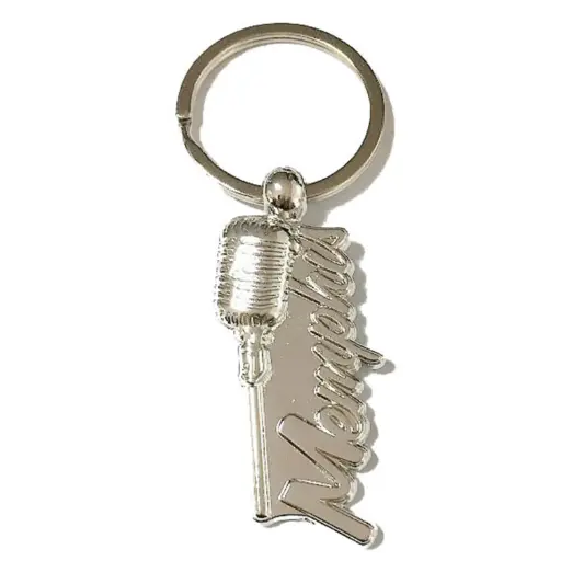 [M6304] Memphis Keychain - Silver w/ Microphone