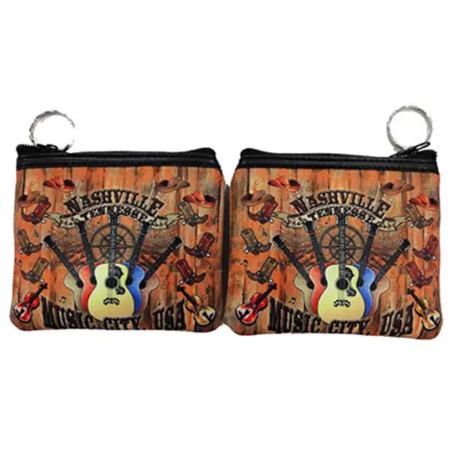 [N4806] Nashville Key Chain/Coin Purse - Wood Panel