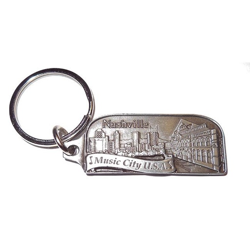 [N4968] Nashville Keychain - Pewter Music City USA
