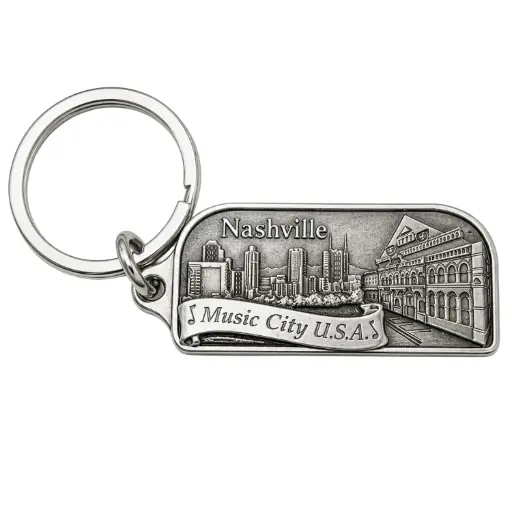[N4968] Nashville Keychain - Pewter Music City USA