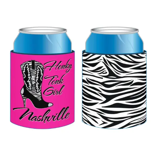 [N4980] Nashville Huggie/Koozie - Honky Tonk Zebra