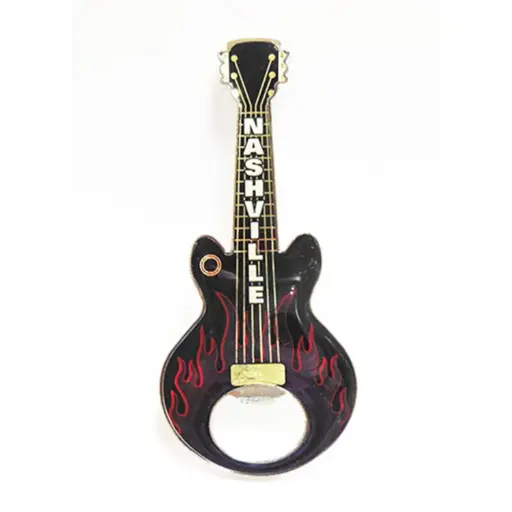 [N5013] Nashville Bottle Opener and Magnet - Flame Guitar