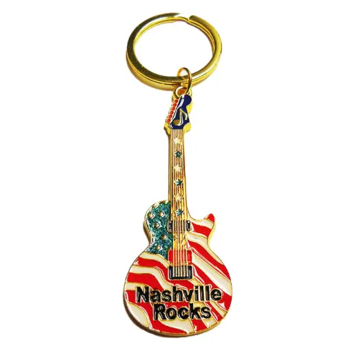 [N5497] Nashville Key Chain - Rocks Guitar Flag