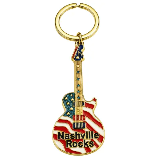 [N5497] Nashville Keychain - Rocks Guitar Flag