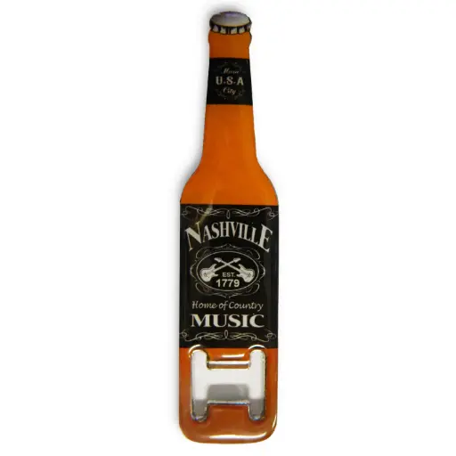 [N5577] Nashville Bottle Opener and Magnet - Blk & Wht Est.