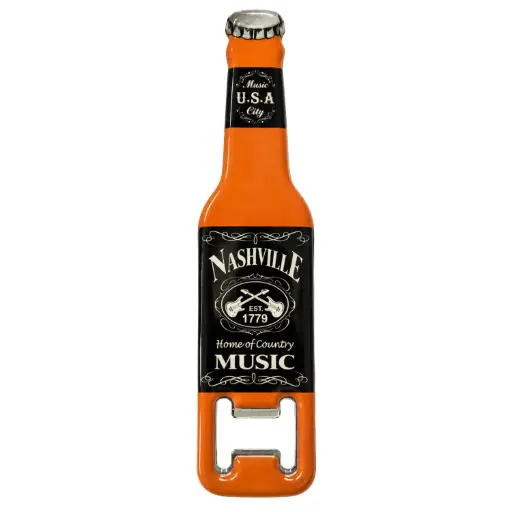 [N5577] Nashville Bottle Opener and Magnet - Blk & Wht Est.