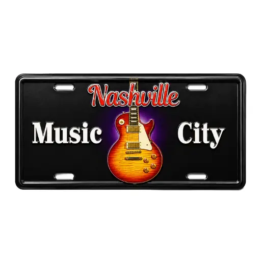 [N5959] Nashville Magnet - License Plate Guitar