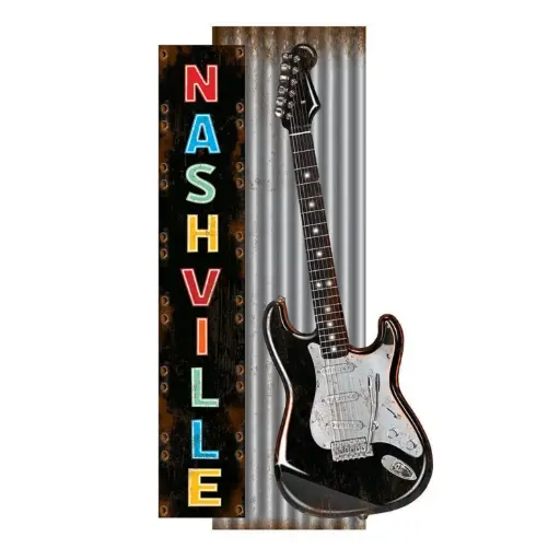 [N5972] Nashville Metal Sign - Corrugated - 2pc Set
