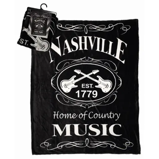 [N6020] Nashville Throw Blanket - "Black & White Est"