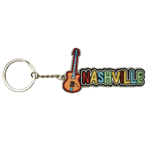 [N6432] Nashville Keychain - Guitar Lettering PVC