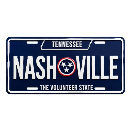 [N6874] Nashville License Plate - Blue