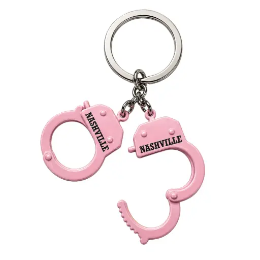 [N6890] Nashville Keychain - Handcuffs Pink