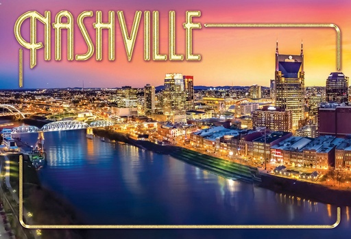 [N7028] Nashville Postcards - Sky Gold Frame - Pack of 50