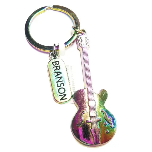 [XBR6292] Branson Key Chain - Guitar Rainbow w/Charm