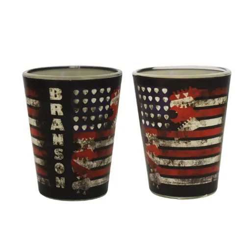 [XBR6499] Branson Shot Glass - Flag w/ Guitars